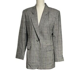 BICE Houndstooth Wool Blend Single Button Blazer Women's 8